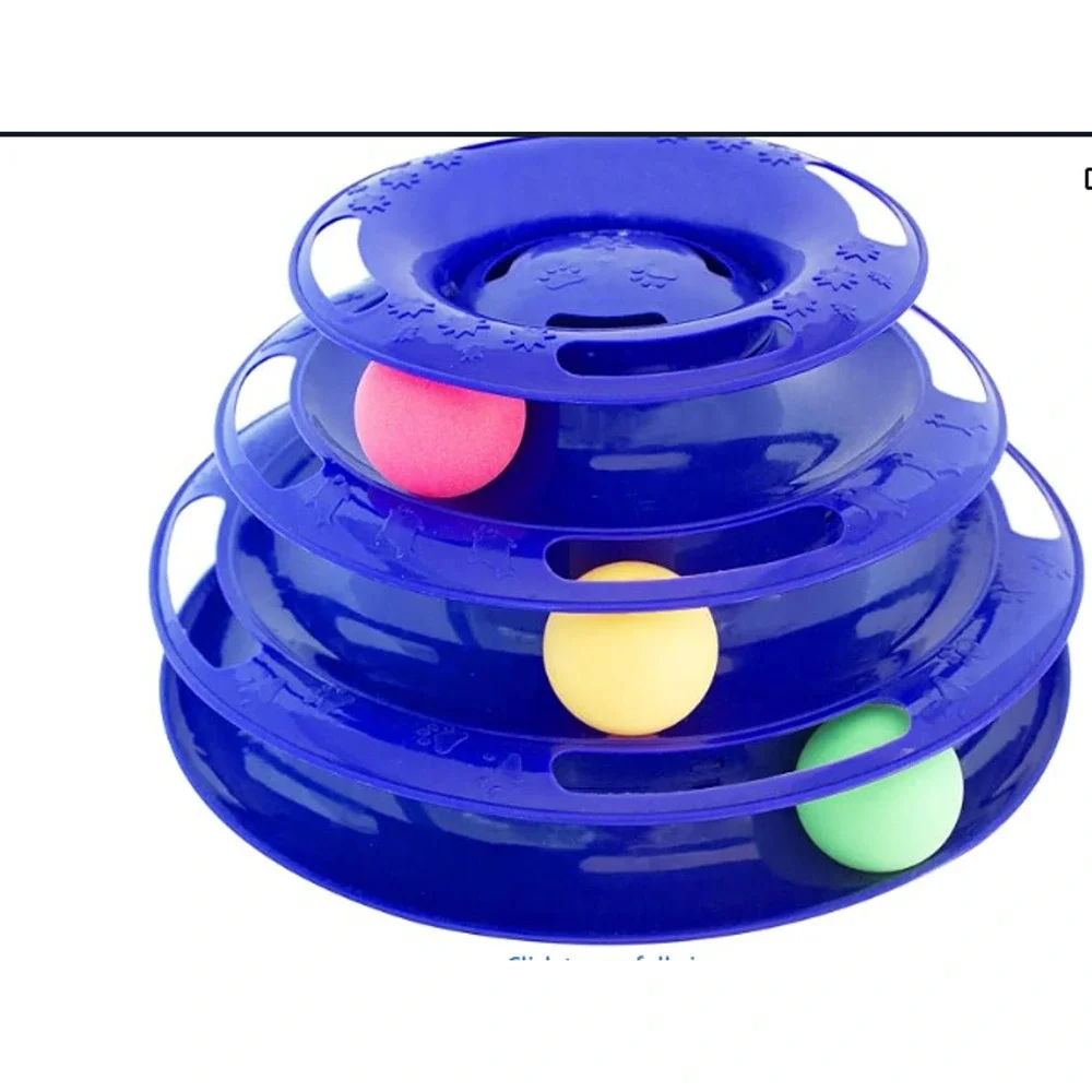 Triple Ball Chase 3 Tier Tower Interactive Toy Cats Kittens NWOB BLue